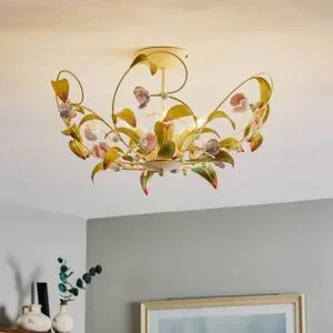 Deckenleuchte Rose als Kronleuchter, fünfflammig Luminex, dimmbar, Multicolour, für Wohn- / Esszimmer, Metall, Florentiner, Kronleuchter