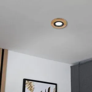 Deckeneinbauleuchte Tobby, Ø 11,5 cm, Eichenholz, GU10 Tobby Lamkur, dimmbar, Holz hell, für Wohn- / Esszimmer, Holz, Skandinavisch, Einbaustrahler