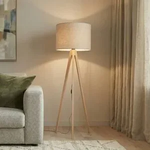 Stehlampe Grand TK Lighting, Holz hell, für Wohn- / Esszimmer, Holz, Modern, Stehlampe