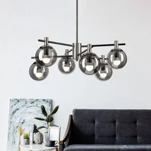 Deckenlampe Lilou Lamkur, dimmbar, alu / grau / zink, für Wohn- / Esszimmer, Glas, Deckenlampe