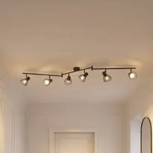 Deckenlampe Piena Lindby, dimmbar, schwarz, für Wohn- / Esszimmer, Metall, Modern, Deckenlampe