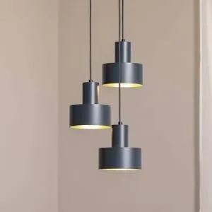 Hängelampe Rif 3 SIGMA, dimmbar, schwarz, für Wohn- / Esszimmer, Metall, Modern, Pendelleuchte