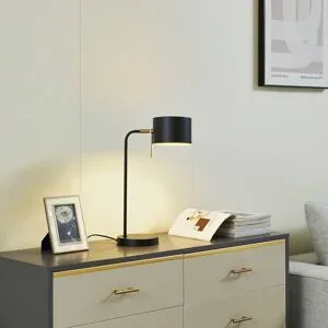 Tischlampe Kaida Lindby, schwarz, für Wohn- / Esszimmer, Metall, Modern, Tischlampe