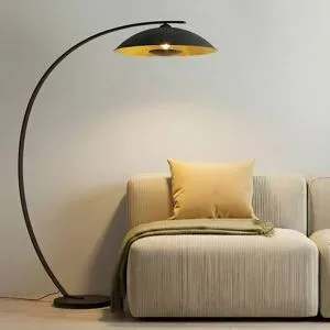 Bogenlampe Emilienne Lindby, schwarz, für Wohn- / Esszimmer, Metall, Modern, Stehlampe