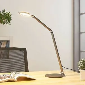 LED Schreibtischlampe Mion Lucande, dimmbar, alu / grau / zink, für Arbeitszimmer / Büro, Aluminium, Modern, LED Tischlampe