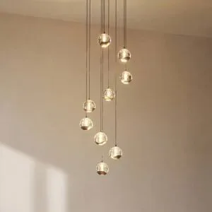Glas Hängelampe Hayley Lucande, klar / transparent, für Wohn- / Esszimmer, Glas, Modern, Pendelleuchte