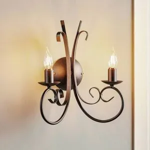 Wandlampe Pompei ONLI, dimmbar, schwarz, für Wohn- / Esszimmer, Metall, Landhaus / Rustikal, Wandleuchte, Wandlampe Innen