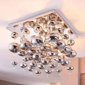 Deckenlampe Esfera Lindby, dimmbar, chrom / silber, für Wohn- / Esszimmer, Metall, Modern, Pendelleuchte