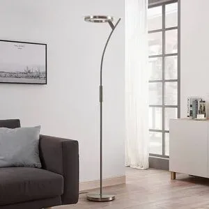 LED Deckenfluter Darion Lindby, dimmbar, alu / grau / zink, für Wohn- / Esszimmer, Metall, Modern, LED Stehlampe
