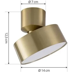 Lindby LED-Strahler Nivoria, Ø 14 cm, goldfarben, schwenkbar Nivoria, messing / gold, für Wohn- / Esszimmer, Aluminium, Modern, LED Deckenlampe