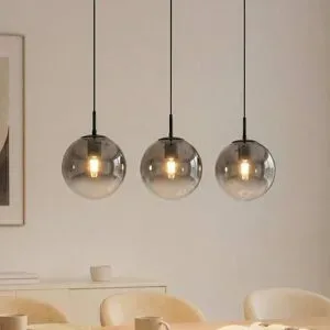 Glas Hängelampe Veloura Lucande, dimmbar, klar / transparent, für Wohn- / Esszimmer, Glas, Design, Pendelleuchte