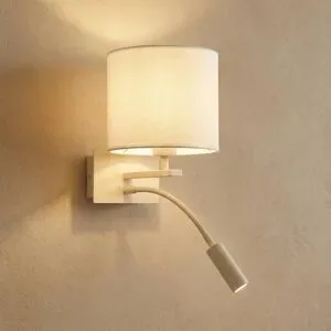 Wandlampe Bilo Argon, dimmbar, creme / amber, für Schlafzimmer, Textil / Stoff / Seide, Modern, Wandleuchte, Wandlampe Innen