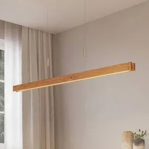 Holz Hängelampe Alimara Lindby, dimmbar, Holz hell, für Wohn- / Esszimmer, Metall, Modern, Pendelleuchte