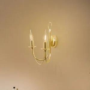 Wandlampe Retro Euluna, dimmbar, messing / gold, für Wohn- / Esszimmer, Metall, Wandleuchte, Wandlampe Innen