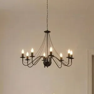 Kronleuchter Malbo, schwarz, Metall, 8-flammig, E14 Malbo HELAM, dimmbar, schwarz, für Wohn- / Esszimmer, Metall, Modern