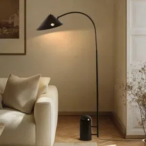 Stehlampe Alviero Lucande, schwarz, für Wohn- / Esszimmer, Metall, Vintage, Stehlampe