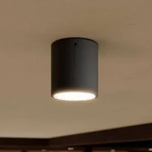 Lucande LED-Deckenleuchte Meret, rund, anthrazit, Metall MERET, schwarz, Aluminium, Modern, LED Deckenleuchten