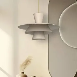 Hängelampe Plato Luminex, dimmbar, creme / amber, für Wohn- / Esszimmer, Metall, Modern, Pendelleuchte