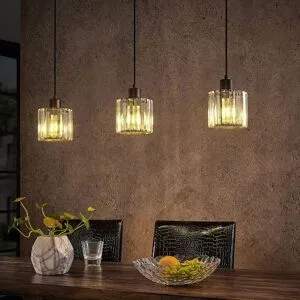 Glas Hängelampe Vella Lindby, dimmbar, schwarz, für Wohn- / Esszimmer, Metall, Modern, Pendelleuchte