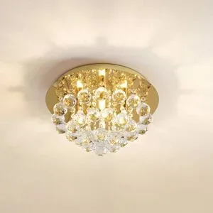 Kristall Deckenlampe Gillion Lindby, dimmbar, messing / gold, für Wohn- / Esszimmer, Kristall, Design, Deckenlampe