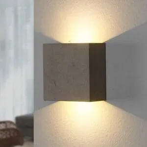 Wandlampe Yva Lindby, alu / grau / zink, für Flurbereich, Beton, Modern, LED Wandleuchte, Wandlampe Innen