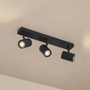 Lindby Deckenstrahler Kardis, dunkelgrau, 3-fl, Metall, GU10 Kardis Lindby, dimmbar, alu / grau / zink, für Flurbereich, Aluminium, Modern, Strahler