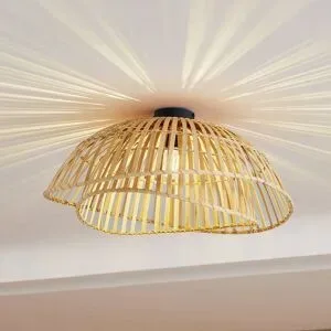 Deckenlampe Ilajus Lindby, dimmbar, Holz hell, für Wohn- / Esszimmer, Bambus, Skandinavisch, Deckenlampe