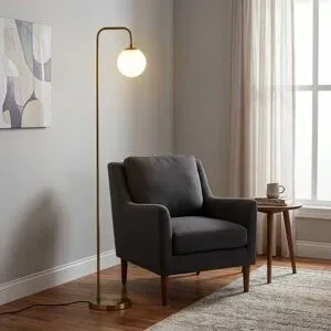 Stehlampe Viran Opviq, messing / gold, für Wohn- / Esszimmer, Metall, Stehlampe