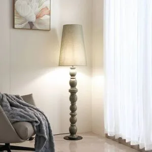Stehlampe Lyndorin Lucande, grün, für Wohn- / Esszimmer, Keramik, Design, Stehlampe