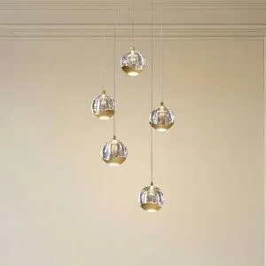 Glas Hängelampe Hayley Lucande, klar / transparent, für Wohn- / Esszimmer, Glas, Modern, Pendelleuchte