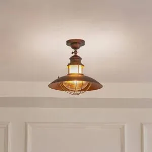 Deckenlampe Louisanne Lindby, dimmbar, braun / rost, für Küche, Metall, Maritim, Deckenlampe