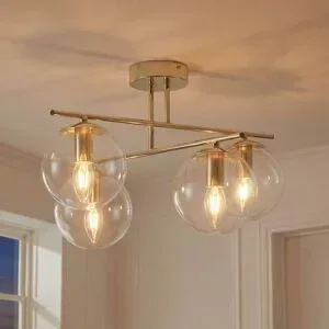 Deckenlampe Zoe Domiluce, dimmbar, messing / gold, für Wohn- / Esszimmer, Metall, Deckenlampe