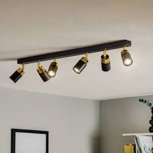 Deckenspot Reno, sechsflammig, schwarz/gold Reno Luminex, dimmbar, schwarz, für Wohn- / Esszimmer, Metall, Modern, Strahler