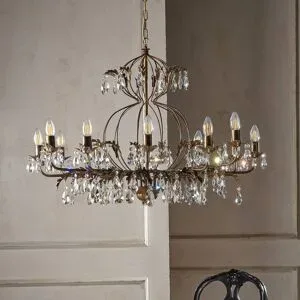 Kronleuchter Teresa ONLI, dimmbar, bronze / altmessing, für Wohn- / Esszimmer, Metall, Antik, Kronleuchter