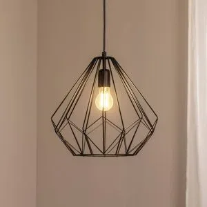 Hängelampe Diamond Opviq, dimmbar, schwarz, für Wohn- / Esszimmer, Metall, Modern, Pendelleuchte