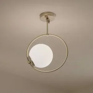 Deckenleuchte Dolunay, Ø 26 cm, goldfarben, Glas, E27 Dolunay Opviq, dimmbar, messing / gold, für Wohn- / Esszimmer, Metall, Modern