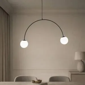 Glas Hängelampe Nova Domiluce, dimmbar, schwarz, für Wohn- / Esszimmer, Metall, Modern, Pendelleuchte