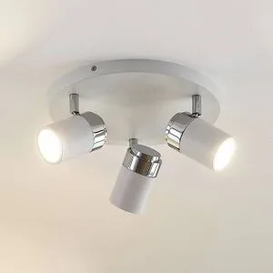 Lindby Strahler Kardo, Rondell, 3-flg., weiß, Metall, IP44 Kardo Lindby, dimmbar, weiß / opal, für Wohn- / Esszimmer, Metall, Modern, Strahler