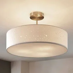 Deckenlampe Umma Lindby, dimmbar, weiß / opal, für Wohn- / Esszimmer, Textil / Stoff / Seide, Modern, Deckenlampe