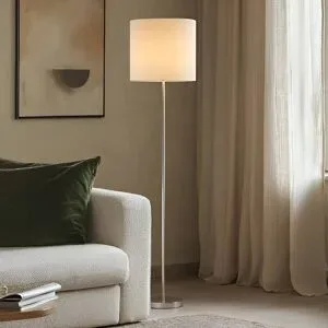 Stehlampe Parsa Lindby, weiß / opal, für Wohn- / Esszimmer, Textil / Stoff / Seide, Junges Wohnen, Stehlampe
