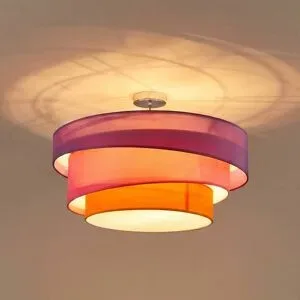 Deckenlampe Melia Lindby, dimmbar, violett / pink / rose, für Wohn- / Esszimmer, Textil / Stoff / Seide, Modern, Deckenlampe