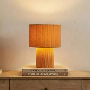 Tischlampe Jone Lindby, braun / rost, für Wohn- / Esszimmer, Textil / Stoff / Seide, Modern, Tischlampe