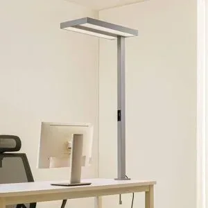 Klemmleuchte Logan Arcchio, dimmbar, alu / grau / zink, für Arbeitszimmer / Büro, Aluminium, Modern, Klemmleuchte