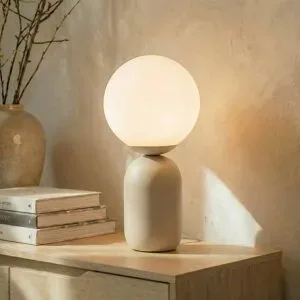 Tischlampe Lennes Lindby, weiß / opal, für Wohn- / Esszimmer, Glas, Modern, Tischlampe