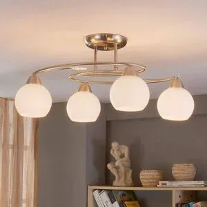Deckenlampe Svean Lindby, dimmbar, alu / grau / zink, für Wohn- / Esszimmer, Glas, Modern, Deckenlampe