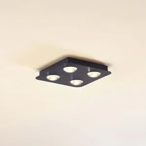 Deckenlampe Jyla Lindby, dimmbar, schwarz, für Flurbereich, Metall, Modern, Deckenlampe