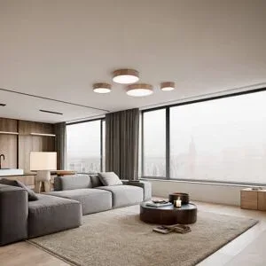 Deckenlampe Cleo DR800 TEMAR LIGHTING, dimmbar, Holz hell, für Wohn- / Esszimmer, Holz, Modern, Deckenlampe