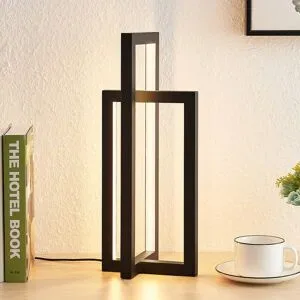 LED Tischlampe Hylda Lucande, dimmbar, schwarz, für Wohn- / Esszimmer, Aluminium, Modern, LED Tischlampe