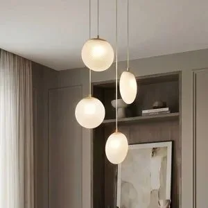 Glas Hängelampe Lunelle Lucande, dimmbar, für Wohn- / Esszimmer, Glas, Modern, Pendelleuchte