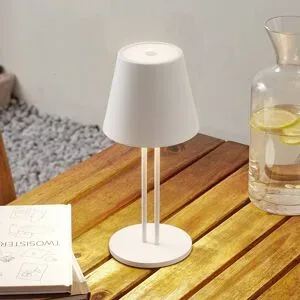 Lindby LED-Akkutischleuchte Janea TWIN, weiß, Metall Lindby, dimmbar, weiß / opal, Metall, Modern